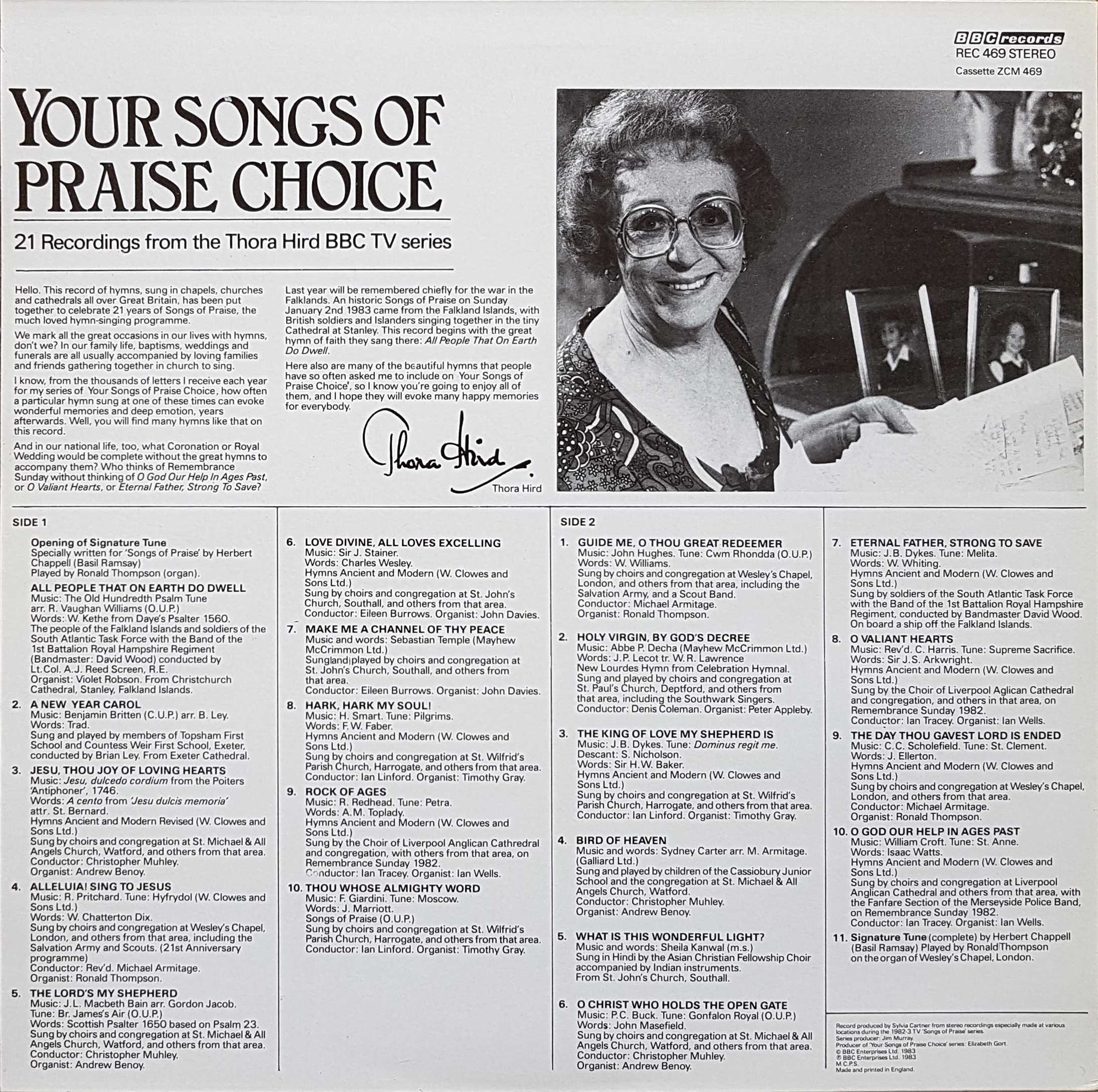 Picture of REC 469 Your songs of praise choice by artist Thora Hird  from the BBC records and Tapes library